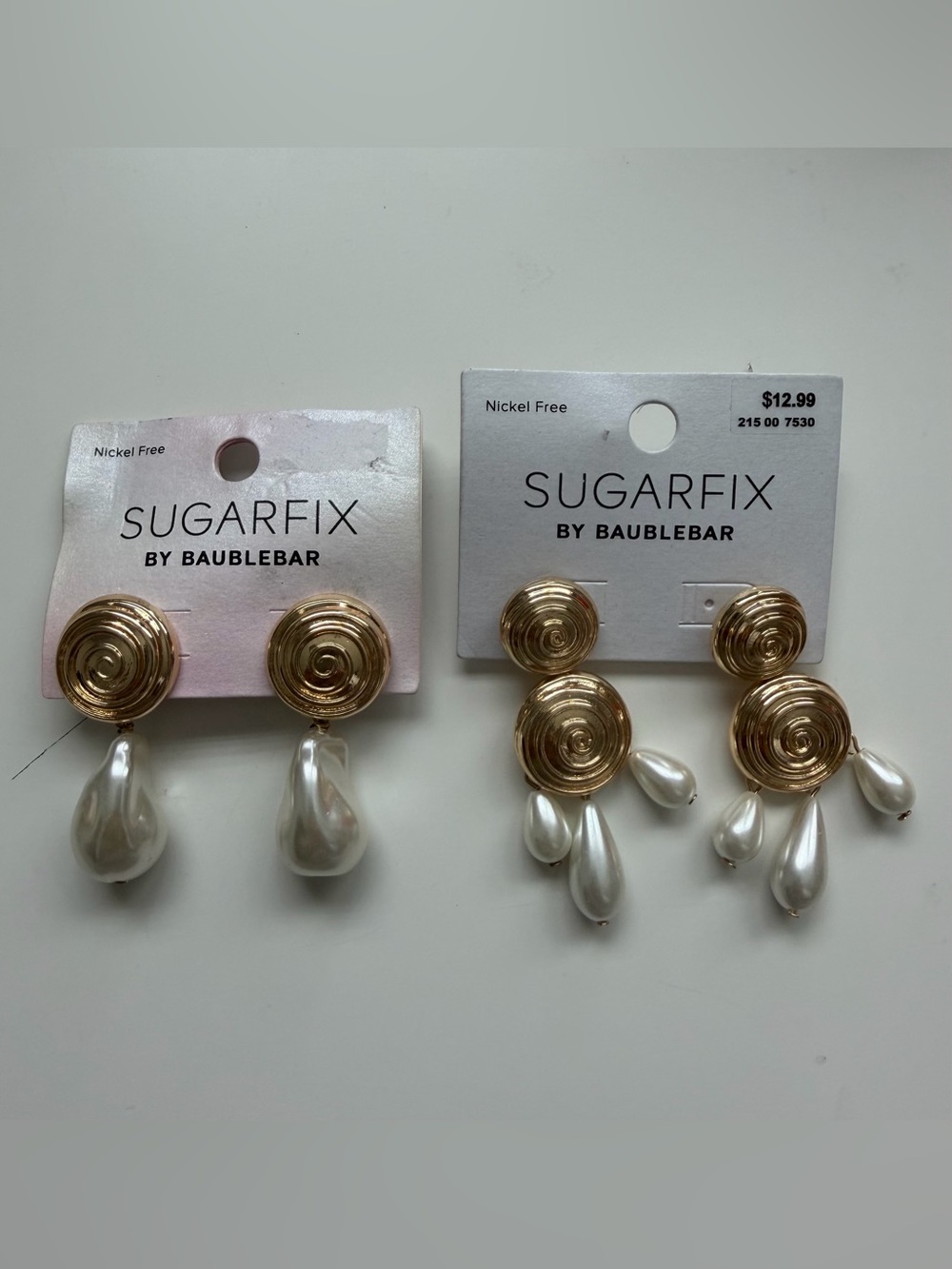 SUGARFIX by BaubleBar Gold Spiral & Pearl Drop Earrings – 2-Pair Bundle